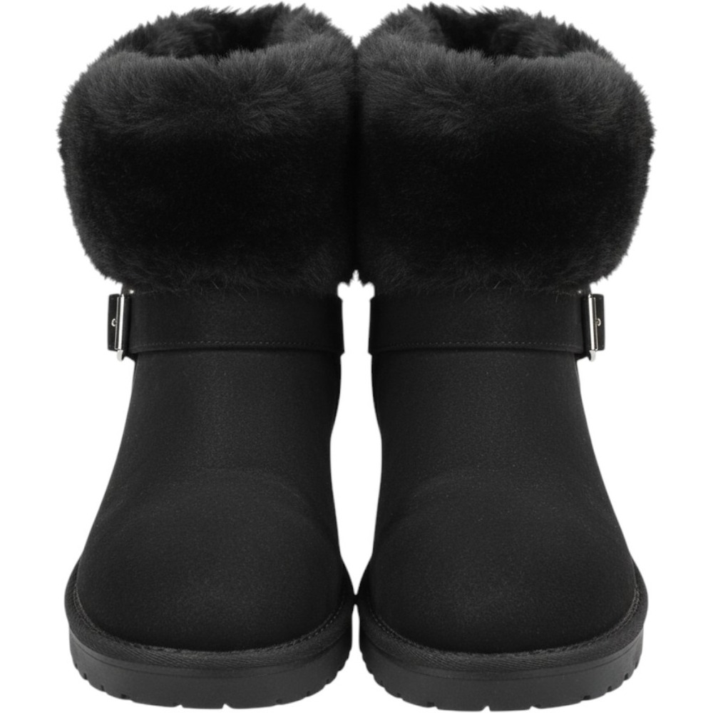 Black Winter Rain Boots with Fur Trim